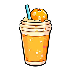 017. orange creamsicle smoothie  sticker cool colors kawaii clip art illustration. Transparent background. Generative Ai