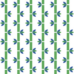 Fototapeta premium Floral ornament design concept. Seamless pattern with bamboo stems on a white background. Vector illustration in flat geometric style. Stylized leaves. Print for printing on clothes and textiles.