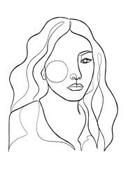 Continuous one line drawing of minimalist woman. Vector illustration.
