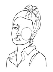 Continuous one line drawing of minimalist woman. Vector illustration.