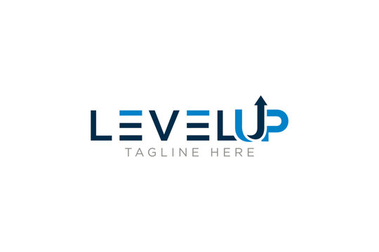 Creative Level Up Typography Logo design with arrow combination