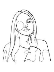 Continuous one line drawing of minimalist woman. Vector illustration.