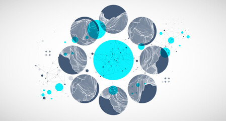 Trendy abstract wireframe background. Modern science or technology art elements. Surface illustration.