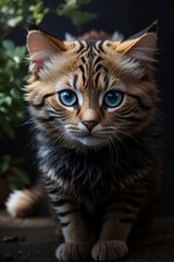Naklejka na ściany i meble Cute cat with blue eyes