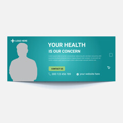 Medical healthcare and web banner template. promotion banner design for live business workshop. video cover for doctor. Dental clinic social media health service vector layout.