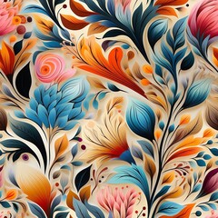 Fototapeta na wymiar abstract pattern with flowers, generative AI 