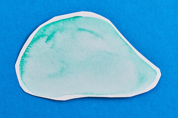 Art collage, painted pieces glued on paper layout. Abstract geometric colorful background, frames for text with copy space