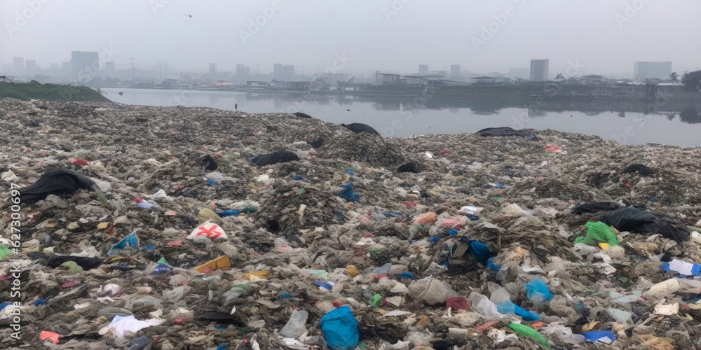 Poster garbage along the coast - generative ai