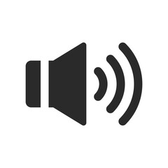Sound Speaker Vector Icon, Megaphone Announcement Vector Icon, Louder Sound Symbol, MP3 Button, Musical Design Elements, Stereo Button, Audio Symbol, Speaker Pictogram, Silhouette On White Background