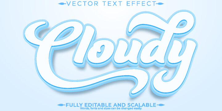 Cloudy blue text effect, editable clean and summer text style