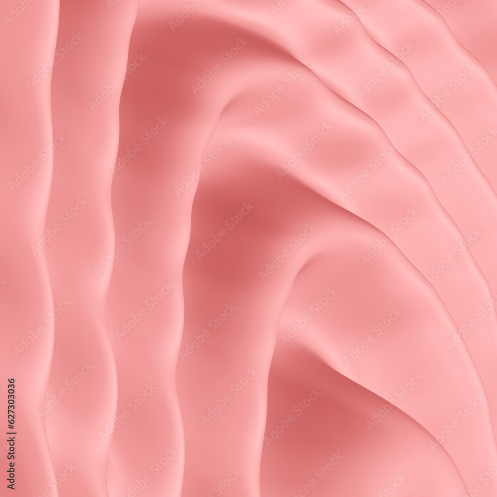 Poster abstract pink background with smooth waves and curvy lines in 3d rendering