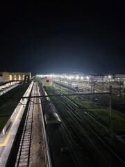 Fototapeta na wymiar 日本の群馬県　新前橋駅　夜の風景