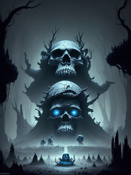 scary halloween background with skull