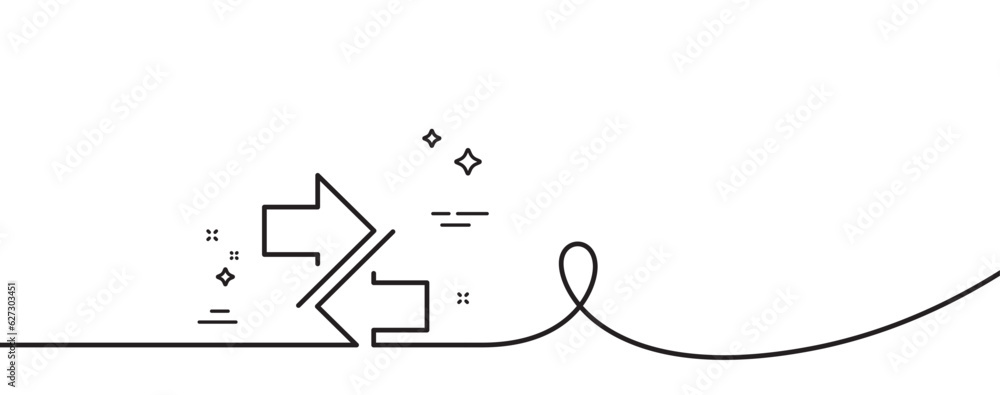 Poster synchronize arrows line icon. continuous one line with curl. communication arrowheads symbol. naviga