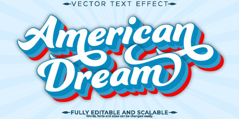 America text effect, editable 4th july and memorial text style