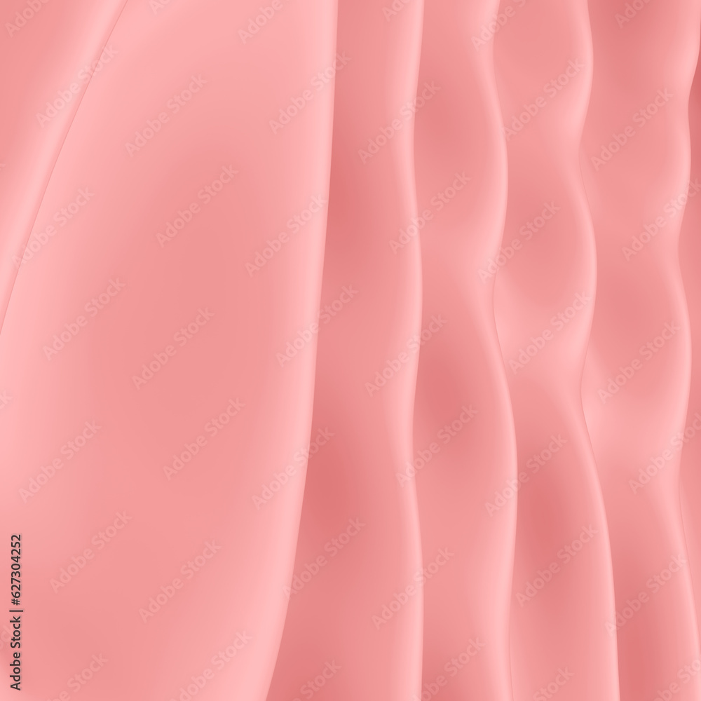 Poster abstract pink background with smooth waves and curvy lines in 3d rendering