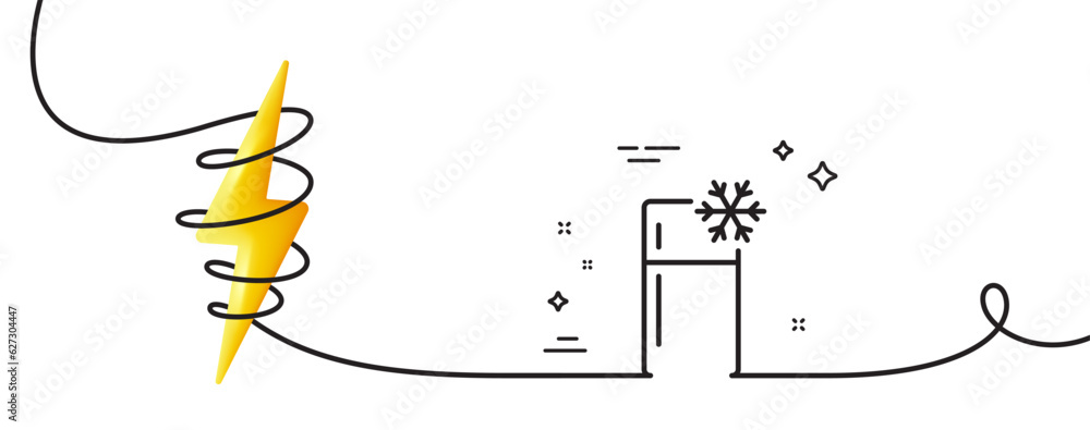 Aufkleber single chamber refrigerator line icon. continuous one line with curl. fridge sign. freezer storage s