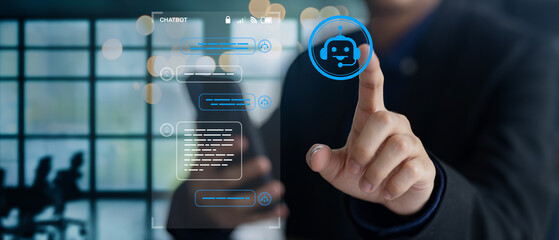 Modern Business Communication: Digital Chatbot on Virtual Screen - 627305207