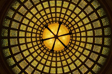 Fotobehang Unique perspective view of the world largest Tiffany glass domed ceiling © Garrett