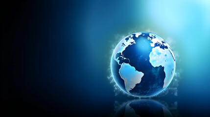  Globe design on blue background. modern digital art illustration, background, Generative AI