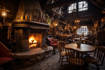 Fototapeta premium Cozy Traditional Inn, Generative AI