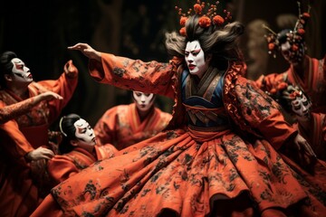 Dramatic Traditional Kabuki Performance, Generative AI - obrazy, fototapety, plakaty