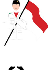 Paskibra Illustration, Indonesia Independence day character 