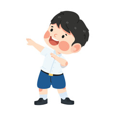 Kid boy student Dabbing Dance cartoon