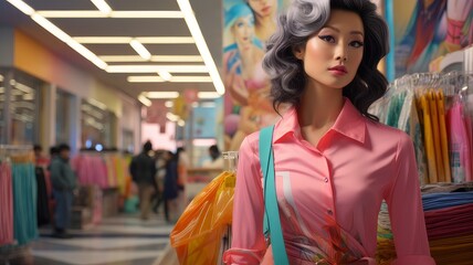 Fototapeta premium shopaholic woman shopping