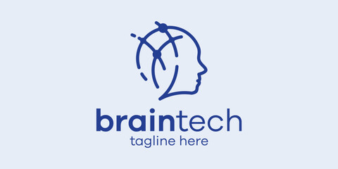 logo design minimalist brain technology icon vector inspiration
