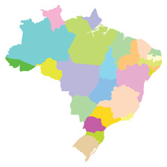 Fototapeta premium Brazil map with administrative regions. Latin map. Brazilian map.