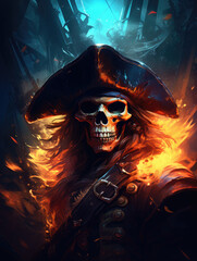 Dead pirate captain. Digital art.
