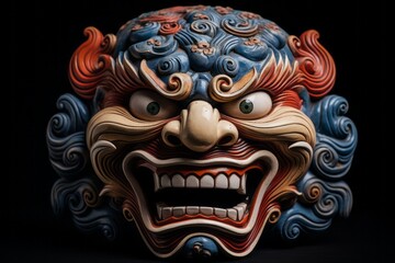 Captivating Traditional Noh Theater Mask, Generative AI 