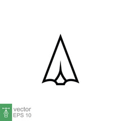 Spear head icon. Simple outline style. Vintage metal arrow, old weapon, sport tool element, antique concept. Thin line symbol. Vector illustration isolated on white background. EPS 10.