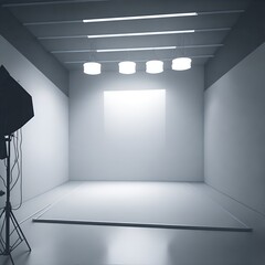 empty white room with spotlights