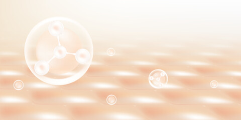 Hyaluronic acid hair and skin solutions ad, white collagen serum drop into skin cells with cosmetic advertising background ready to use, illustration vector.