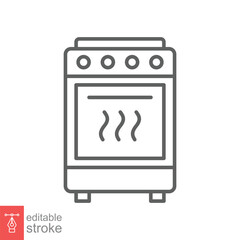 Stove icon. Simple outline style. Kitchen equipment, oven, furnace, gas, propane, restaurant concept. Thin line symbol. Vector illustration isolated on white background. Editable stroke EPS 10.