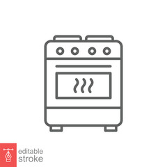 Stove icon. Simple outline style. Kitchen equipment, oven, furnace, gas, propane, restaurant concept. Thin line symbol. Vector illustration isolated on white background. Editable stroke EPS 10.
