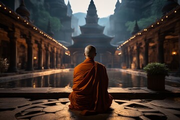  Contemplative Monk In a Monastery, Generative AI