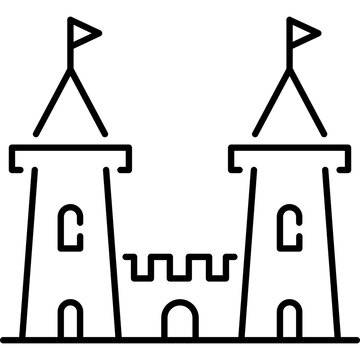 Castle Tower Line Icon
