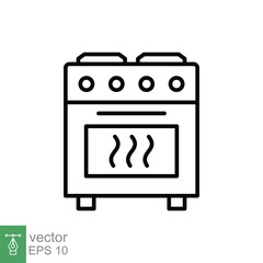 Stove icon. Simple outline style. Kitchen equipment, oven, furnace, gas, propane, cooking, restaurant concept. Thin line symbol. Vector illustration isolated on white background. EPS 10.