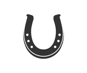 Horseshoe icon silhouette. Black silhouette of horseshoe vector design and illustration.
