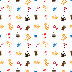 seamless pattern of glasses and cups for background, decoration of cafe, dining and culinary events. for greeting cards, fabric motifs, textures, covers or posters