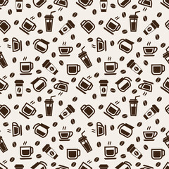 coffee cup seamless pattern for coffee shop background, cafe decoration, dining and culinary events. for a coffee themed greeting card. for coffee-themed fabric motifs