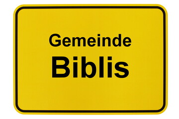 Illustration eines Ortsschildes der Gemeinde Biblis in Hessen