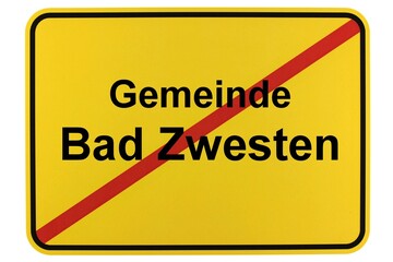 Illustration eines Ortsschildes der Gemeinde Bad Zwesten in Brandenburg