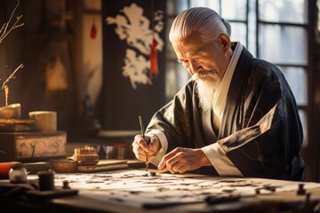 Traditional Japanese Calligraphy Master, Generative AI