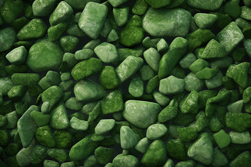 Pebbles stones background with green toned