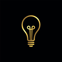 Gold Color Light Bulb Lamp Icon Vector Template