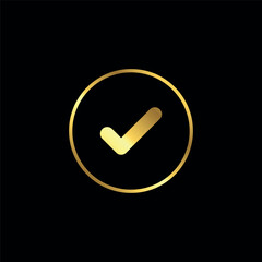 Gold Color Check Mark Checklist Badge Sticker Vector Template